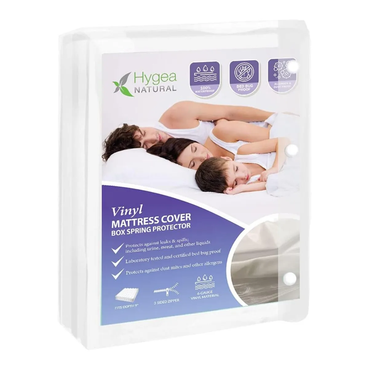 Hygea Products, LLC Hygea Products, LLC VIN-1004 6 Gauge Vinyl Box Spring Protector Queen 60x80 White — product photo