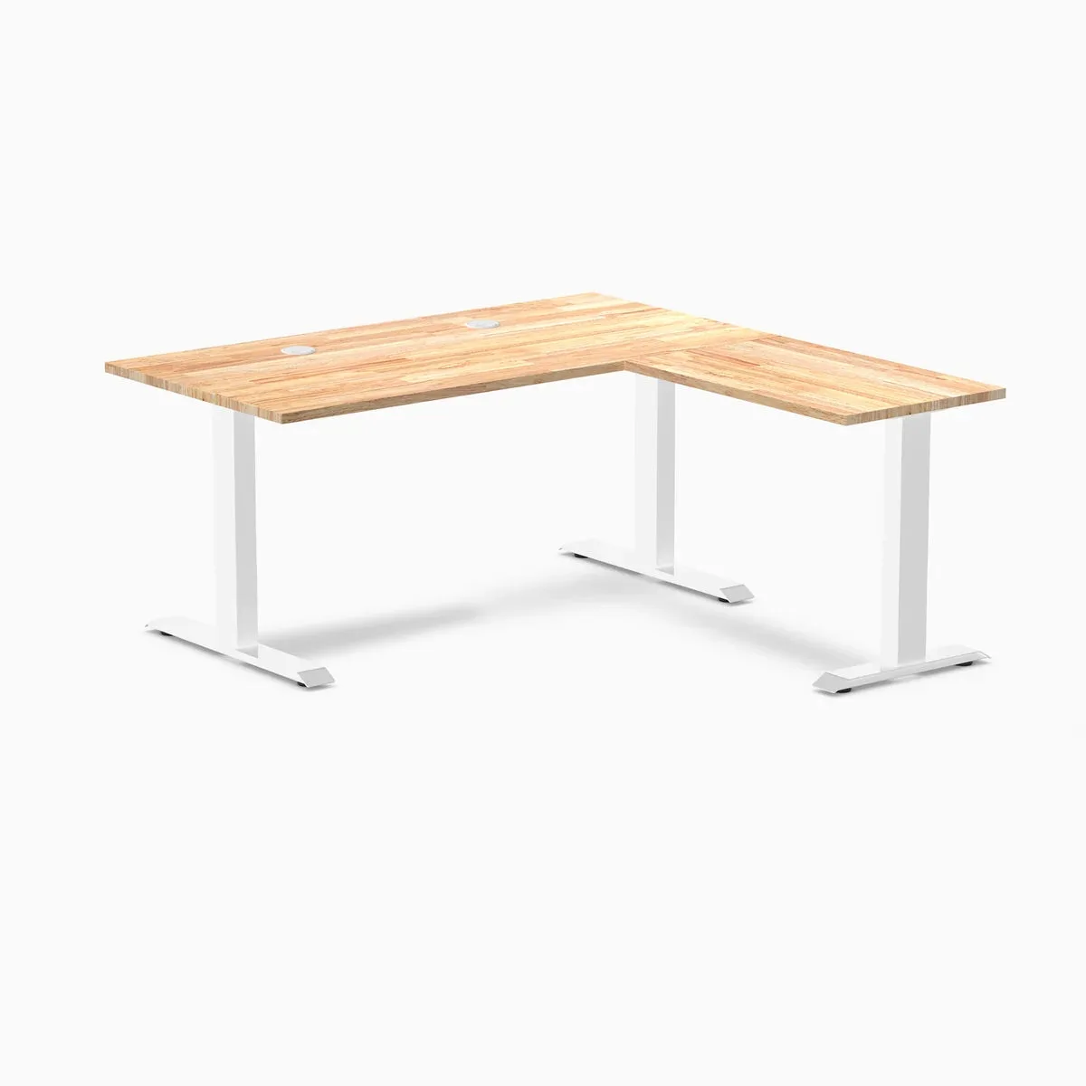 Desky Desky Zero Rubberwood L-Shape Office Desk Natural Timber White 60x30x62x20 in — product photo
