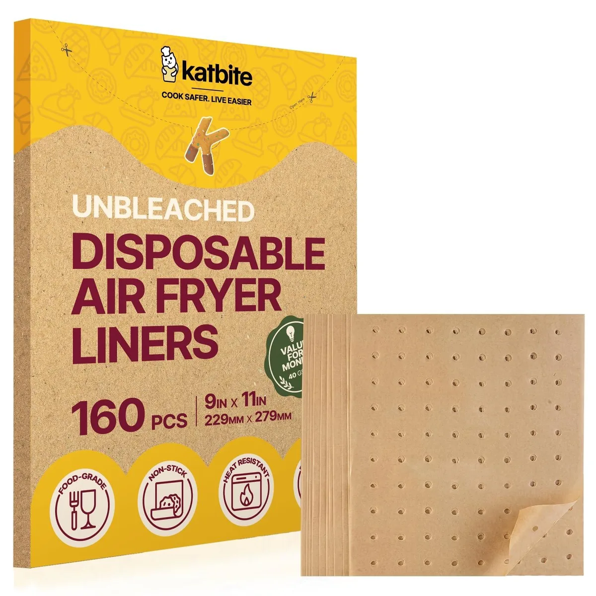 Pack of 160 unbleached perforated parchment sheets 9 by 11 inches