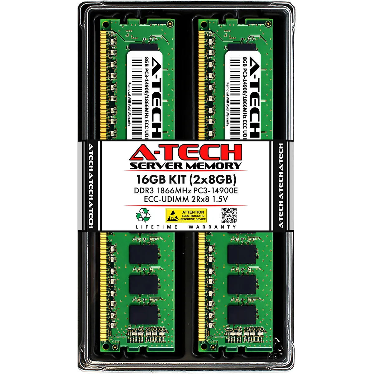 A-Tech A-Tech 16GB Kit (2x8GB) DDR3 1866/1867MHz PC3-14900 ECC UDIMM 240-Pin Mac Pro Late 2013 memory upgrade — product photo