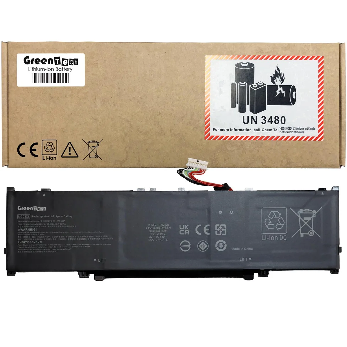 GreenTechLLC GreenTechLLC MC03XL 57Wh laptop battery for HP EliteBook 8 G1 13 14 16 — product photo