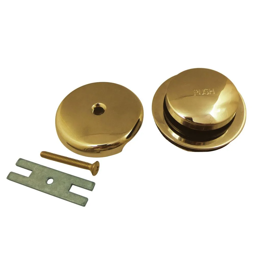 Polished brass toe-tap drain kit with strainer and overflow plate