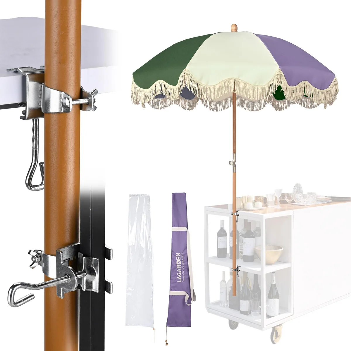LAGarden LAGarden 07LAUUBB002-PS6DC-0405 6' Patio Umbrella, Purple Green — product photo