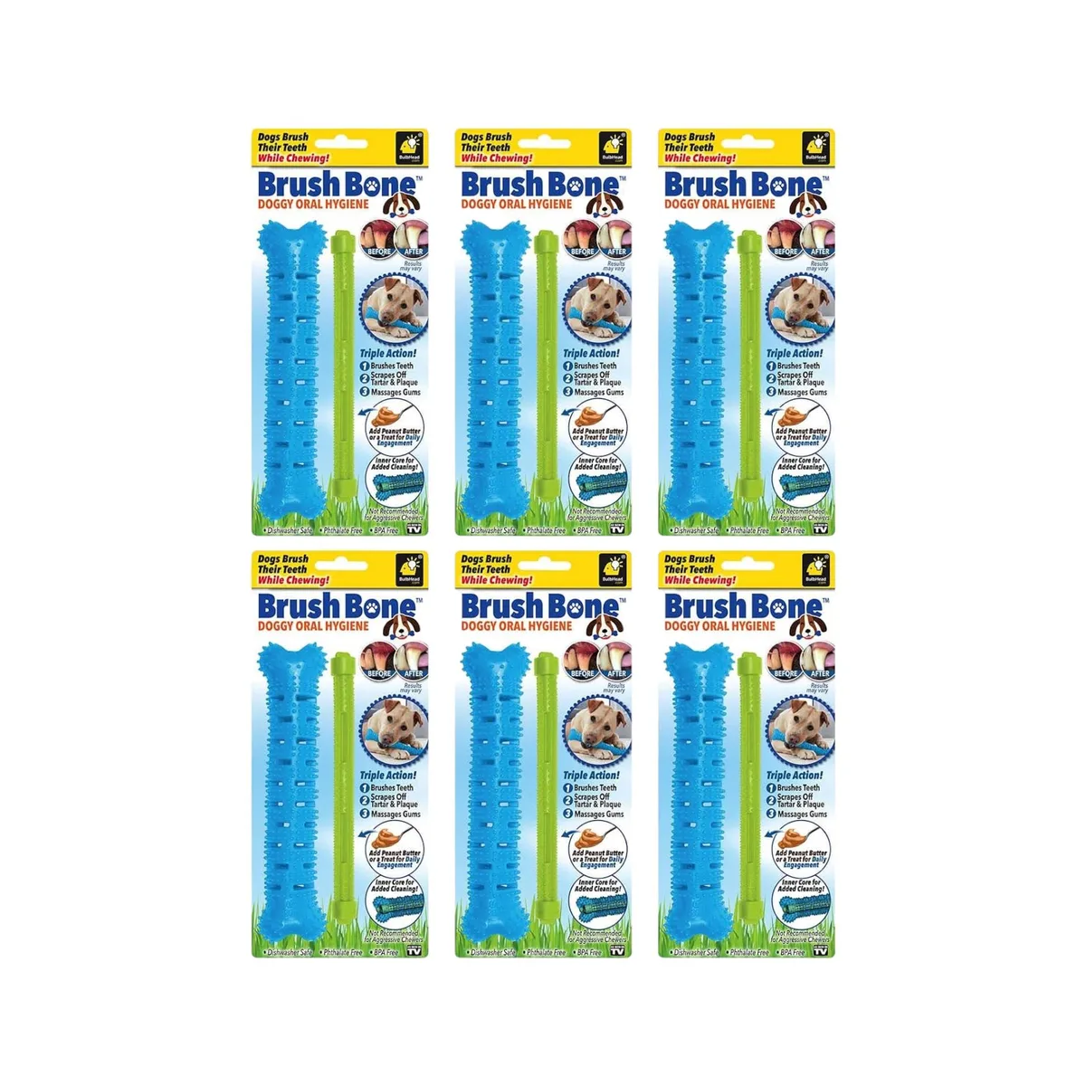 As Seen On TV As Seen On TV 15614 BrushBone Dog Toothbrush Bone 6 Pack pet - toy — product photo
