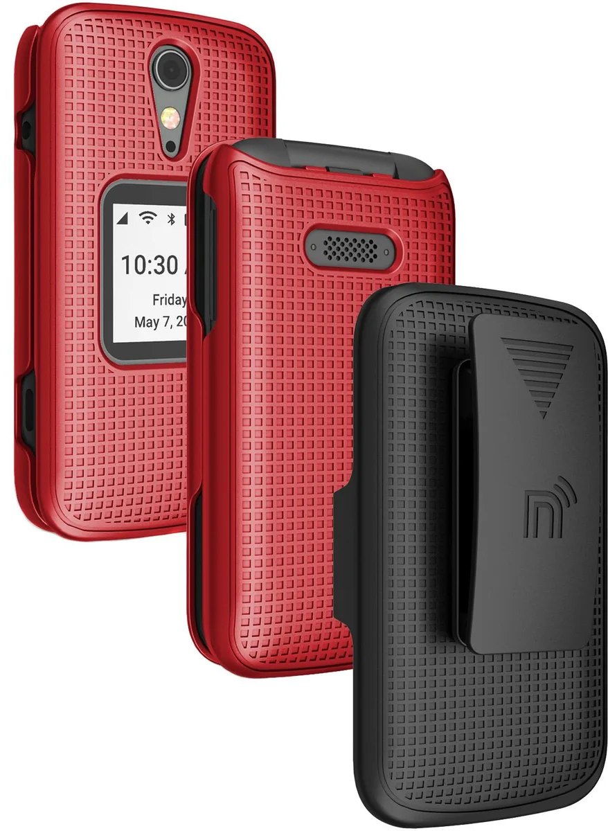 Nakedcellphone Nakedcellphone Grid Case + Belt Clip Holster Combo Red 13-position — product photo
