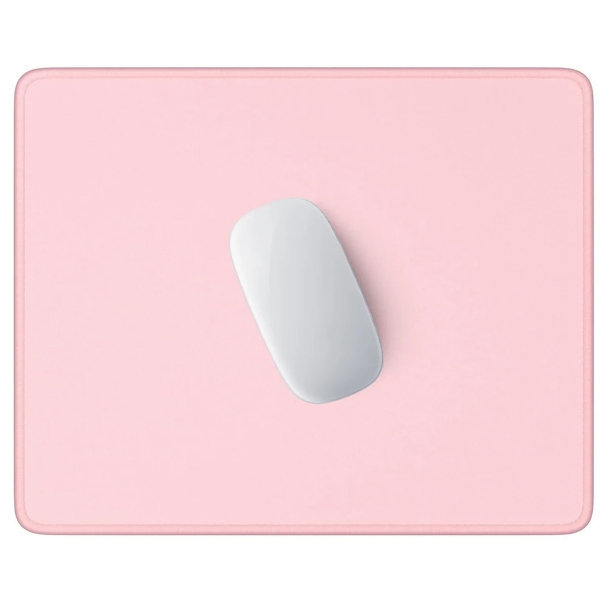 Square pink cloth mousepad with stitched edges, 10.2 by 8.3 inches, 3 mm thick