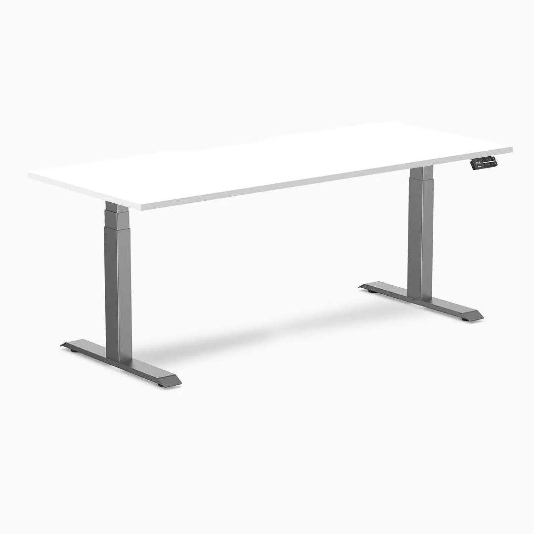 Desky Desky Dual Scalloped Laminate Sit Stand Desk White 70.9 x 29.5 in Space Gray — product photo