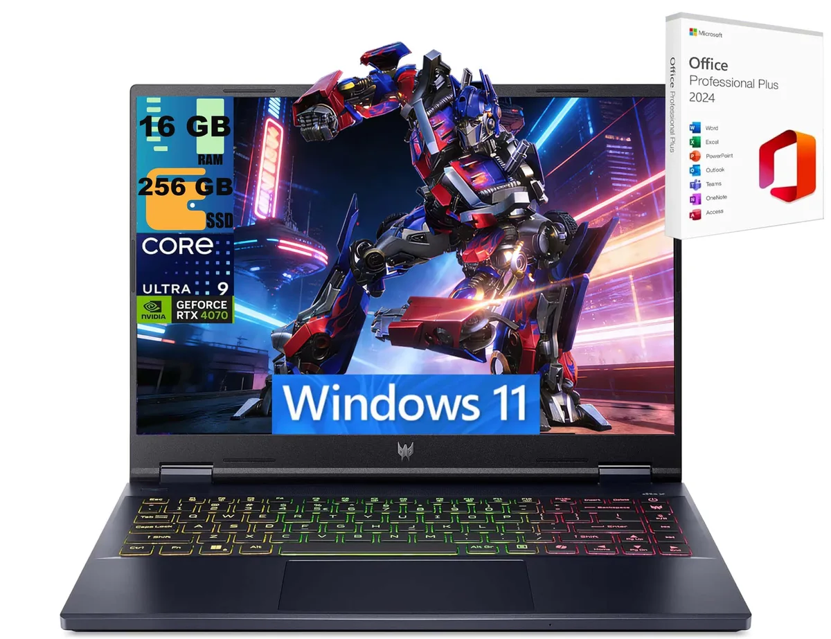 Acer America Acer Predator Helios Neo 14 gaming laptop Ultra 9 185H RTX 4070 16GB 256GB 14.5 165Hz — product photo