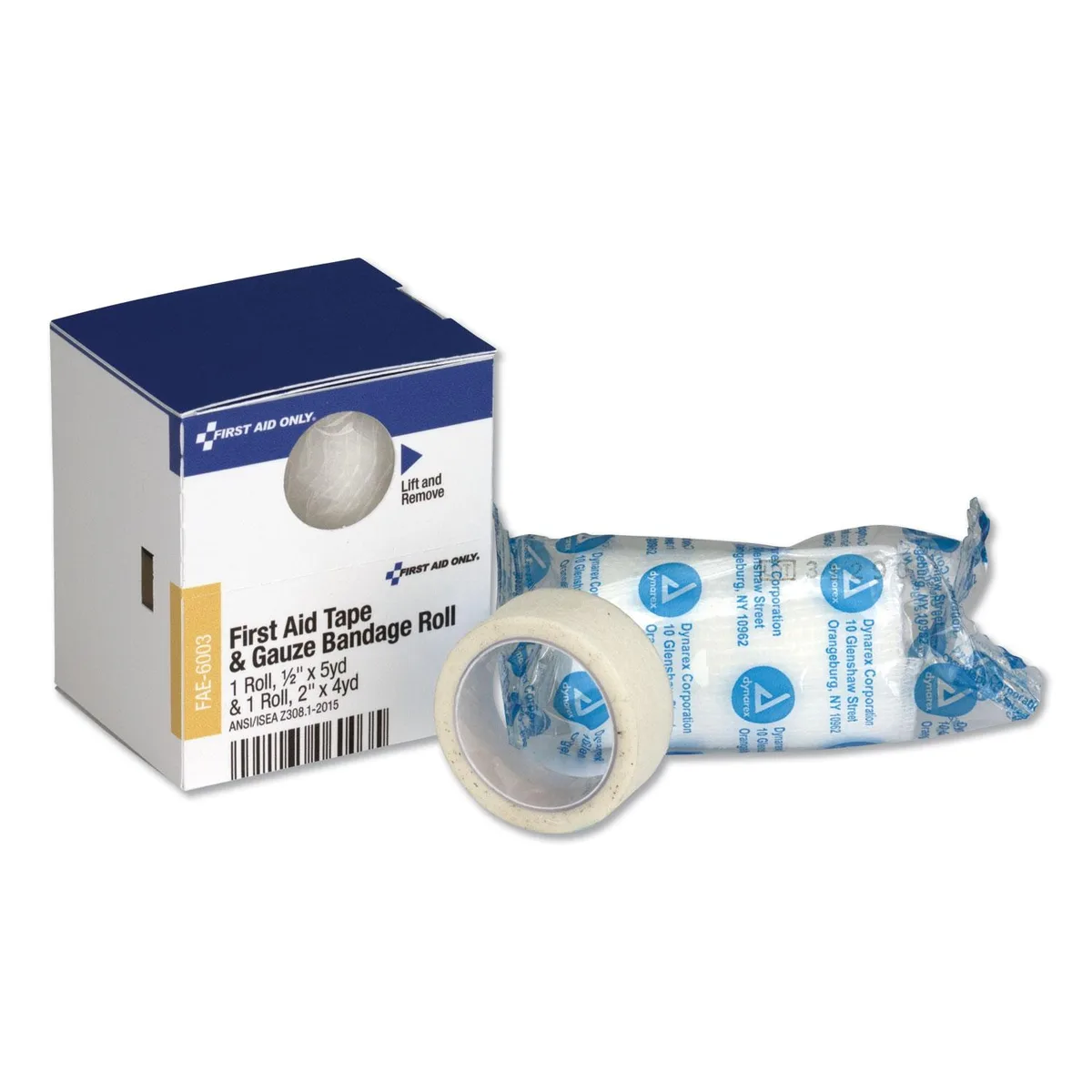 First Aid Only First Aid Only FAE6003 First Aid Tape .5" x 5 yd Gauze 2" x 4 yd — product photo
