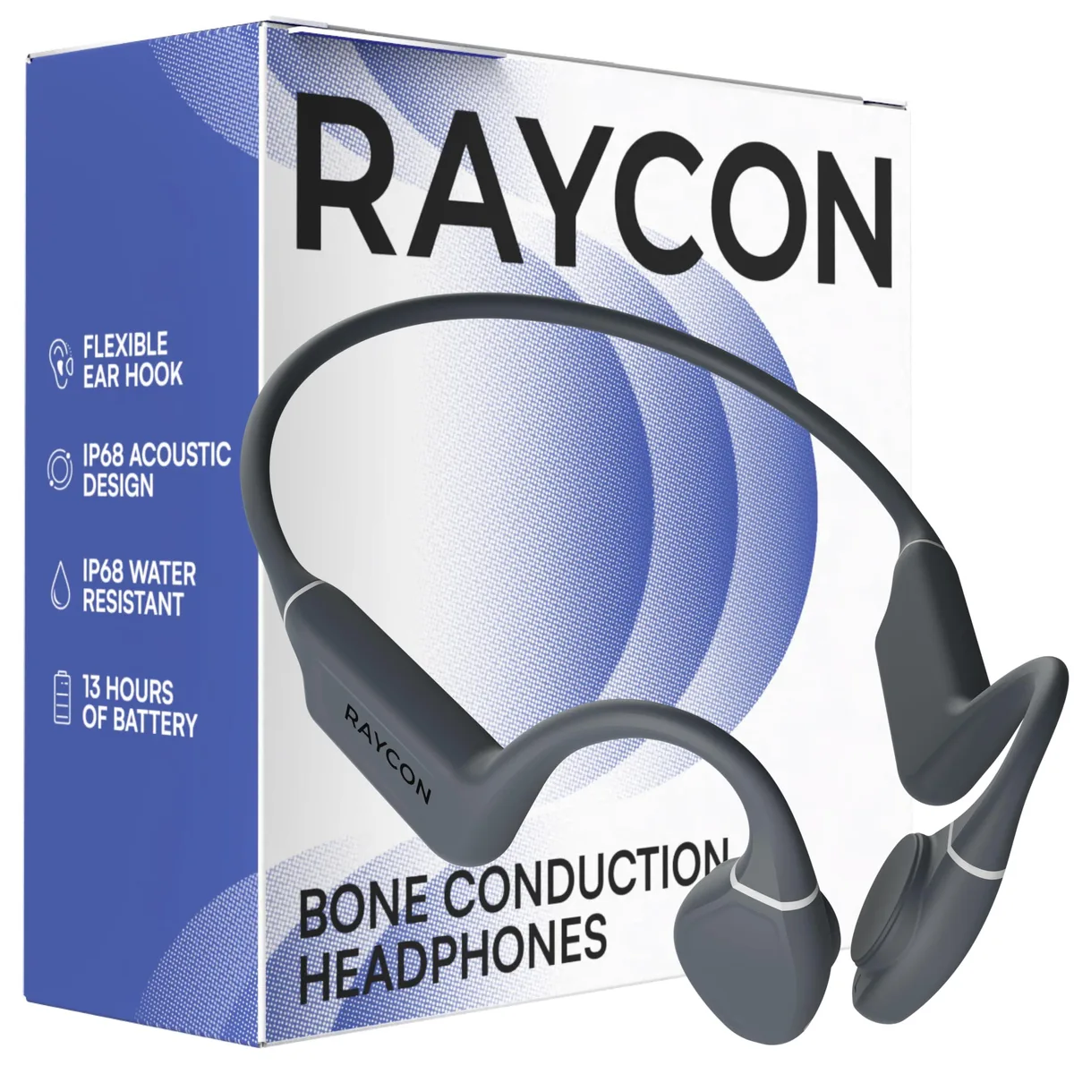 Raycon RBB842-24E-GRA Bone Conduction Headphones Gray 13hr — product photo