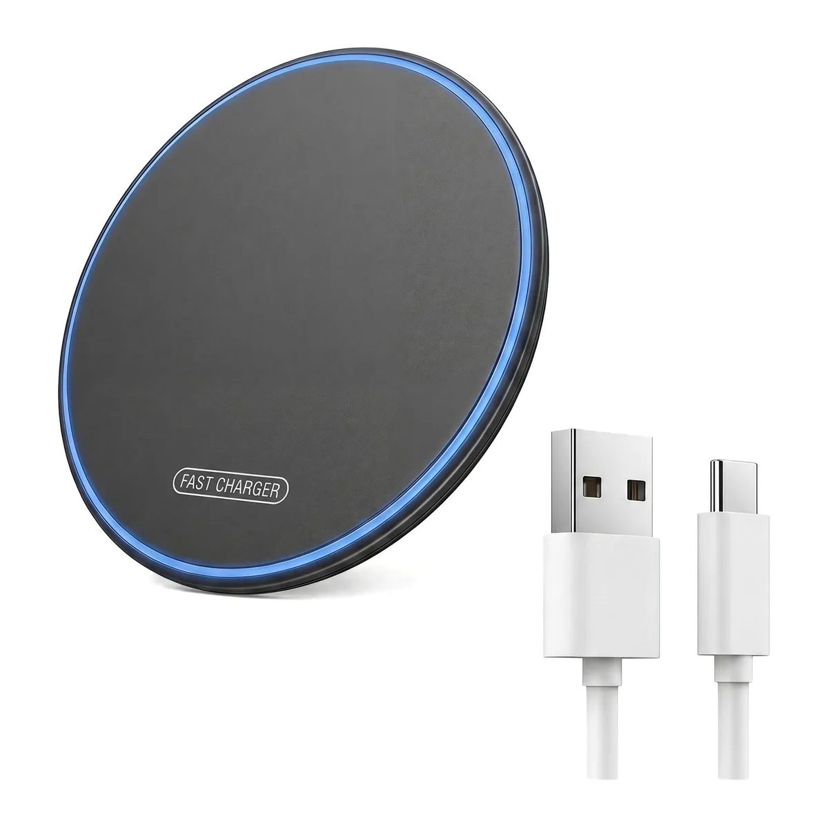 Slim square wireless charging pad with mirror finish and anti-slip base