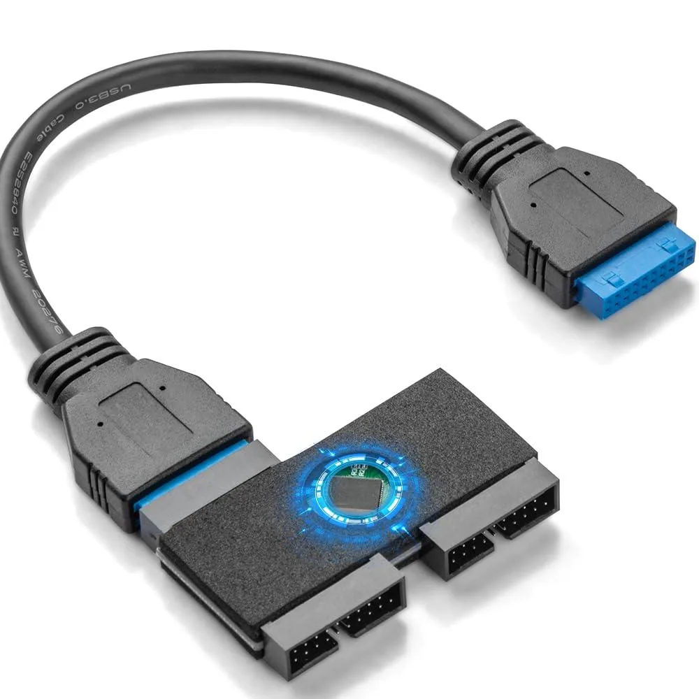 LORDWORLD LORDWORLD USB 3.0 Header Splitter 19/20 Pin 1 to 2 Hub 20cm — product photo