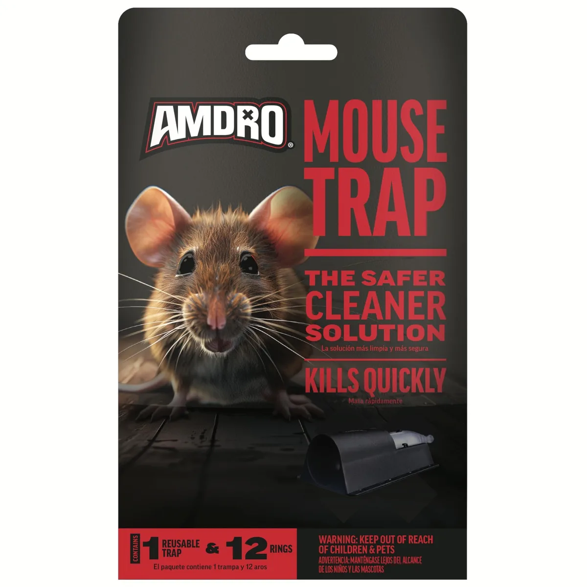 Plum coloured reusable mouse trap with twelve rings
