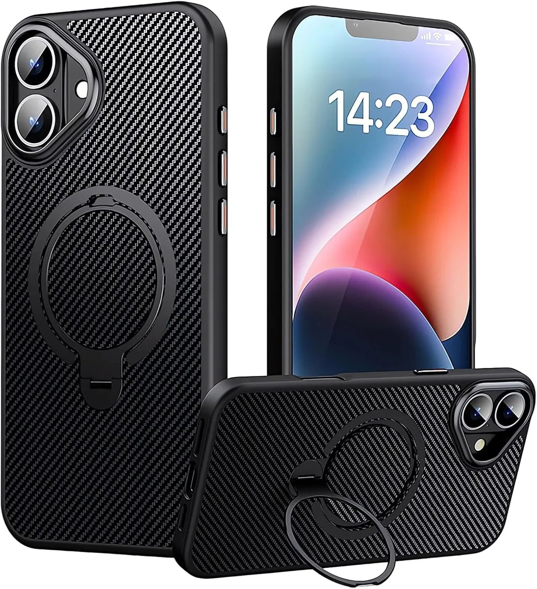 BONAEVER BONAEVER Case for iPhone 16 Plus MagSafe 360° Stand Black — product photo