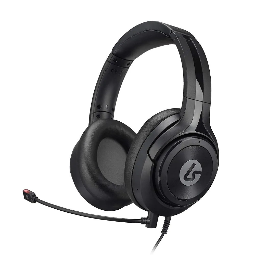 Black LucidSound LS10P gaming headset with memory foam earcups and detachable boom mic