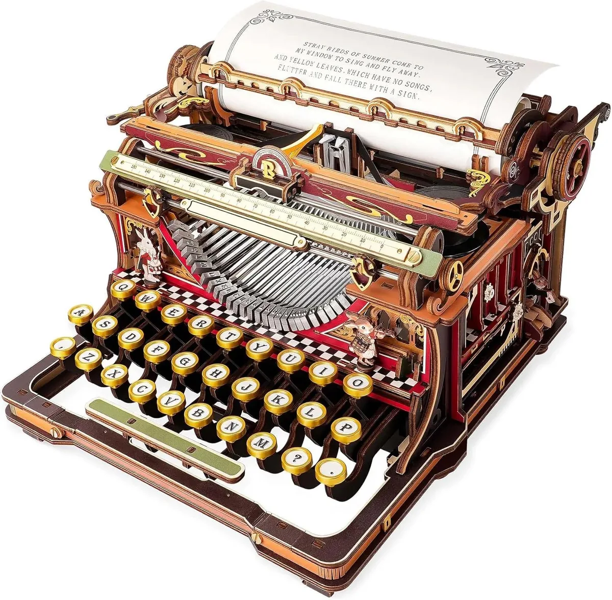 ROKR ROKR Vintage Typewriter 3D Wooden Puzzle Red — product photo