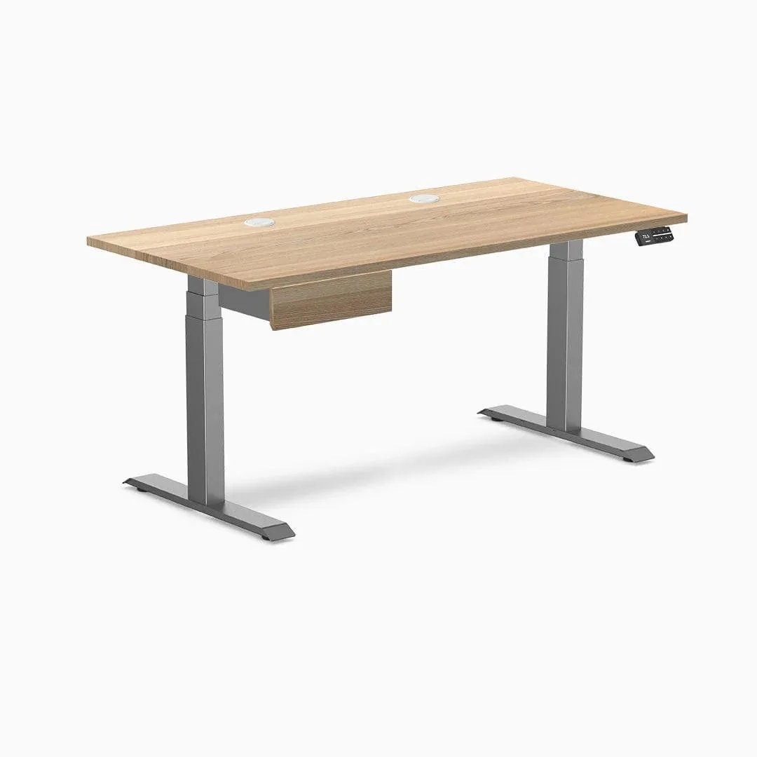 Desky Desky Dual Hardwood Standing Desk White Ash 60 x 30 inches Grommets Space Grey office furniture — product photo