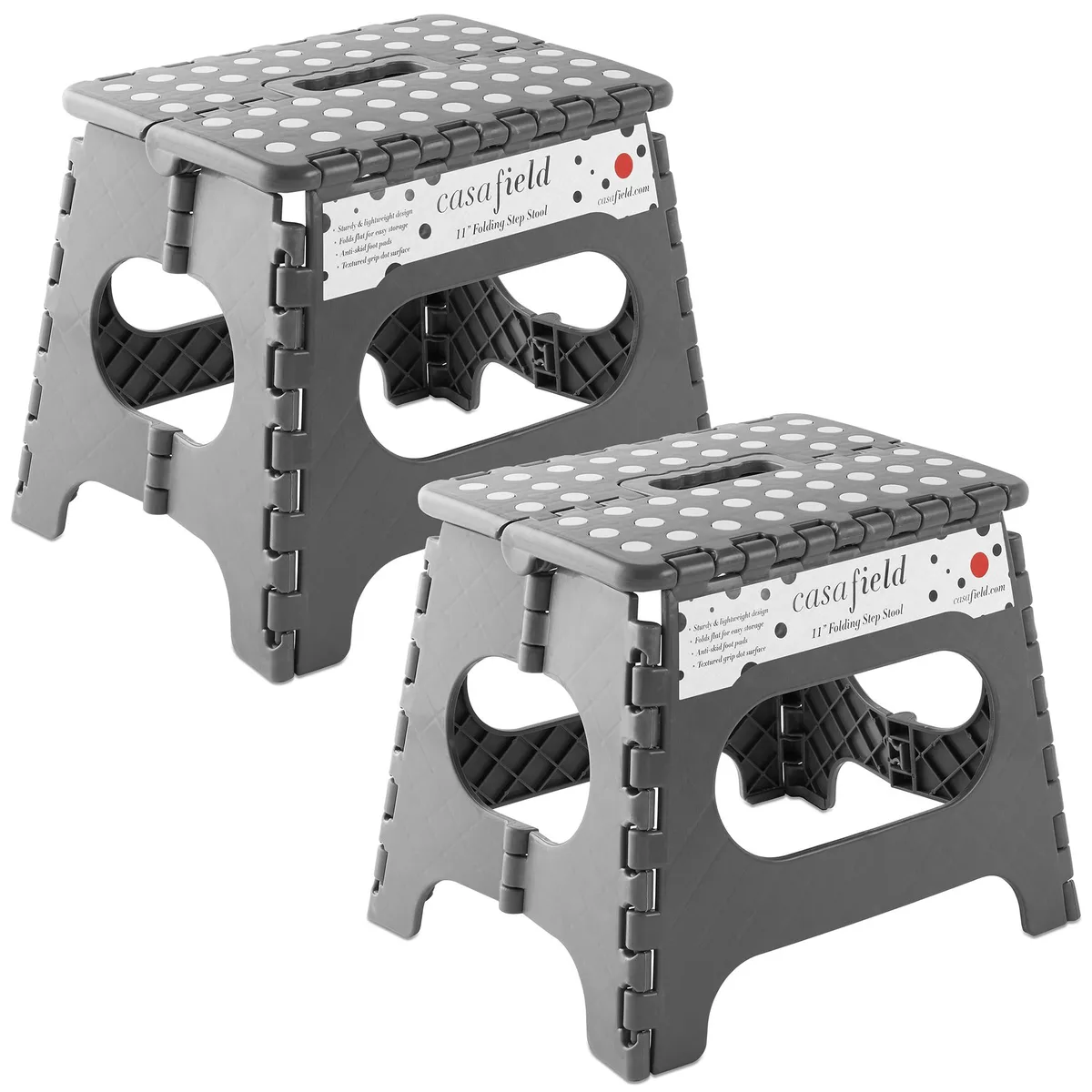 Casafield Casafield 11" Folding Step Stool with Handle (Set of 2), Gray — product photo