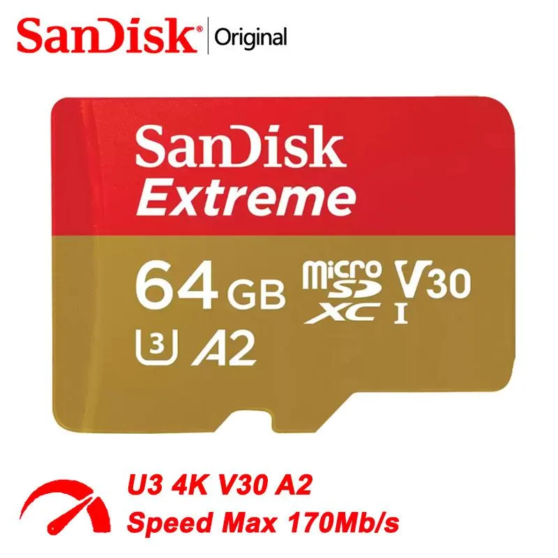 SanDisk SanDisk Extreme 64GB microSDXC U3 V30 A2 170MB/s memory card — product photo