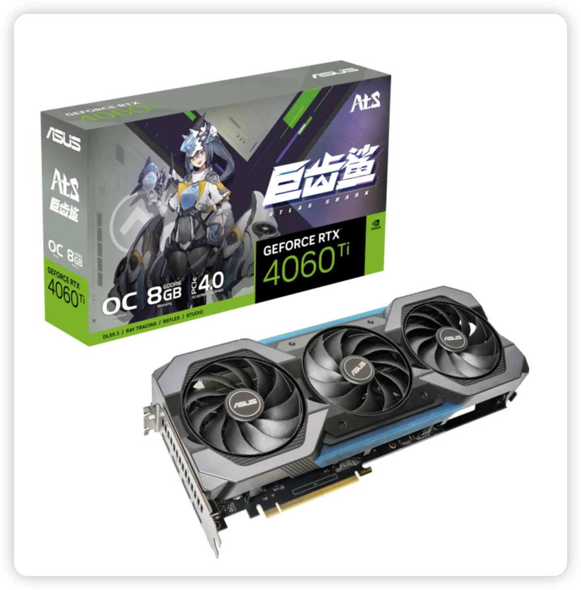 ASUS ASUS ATS GeForce RTX 4060 Ti OC 8GB graphics card — product photo