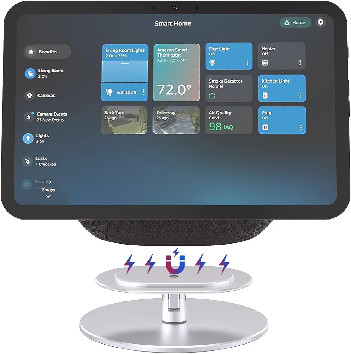 MCHOSE MCHOSE Echo Show 8 &amp; 11 Stand 360° Swivel Adjustable Tilt Aluminum Silver — product photo