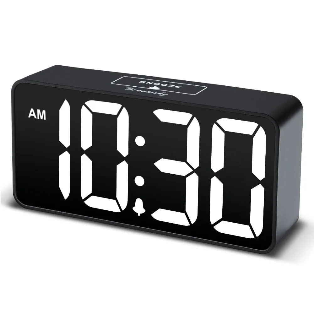 DreamSky DS312 digital alarm clock black case white digits 13.46 in