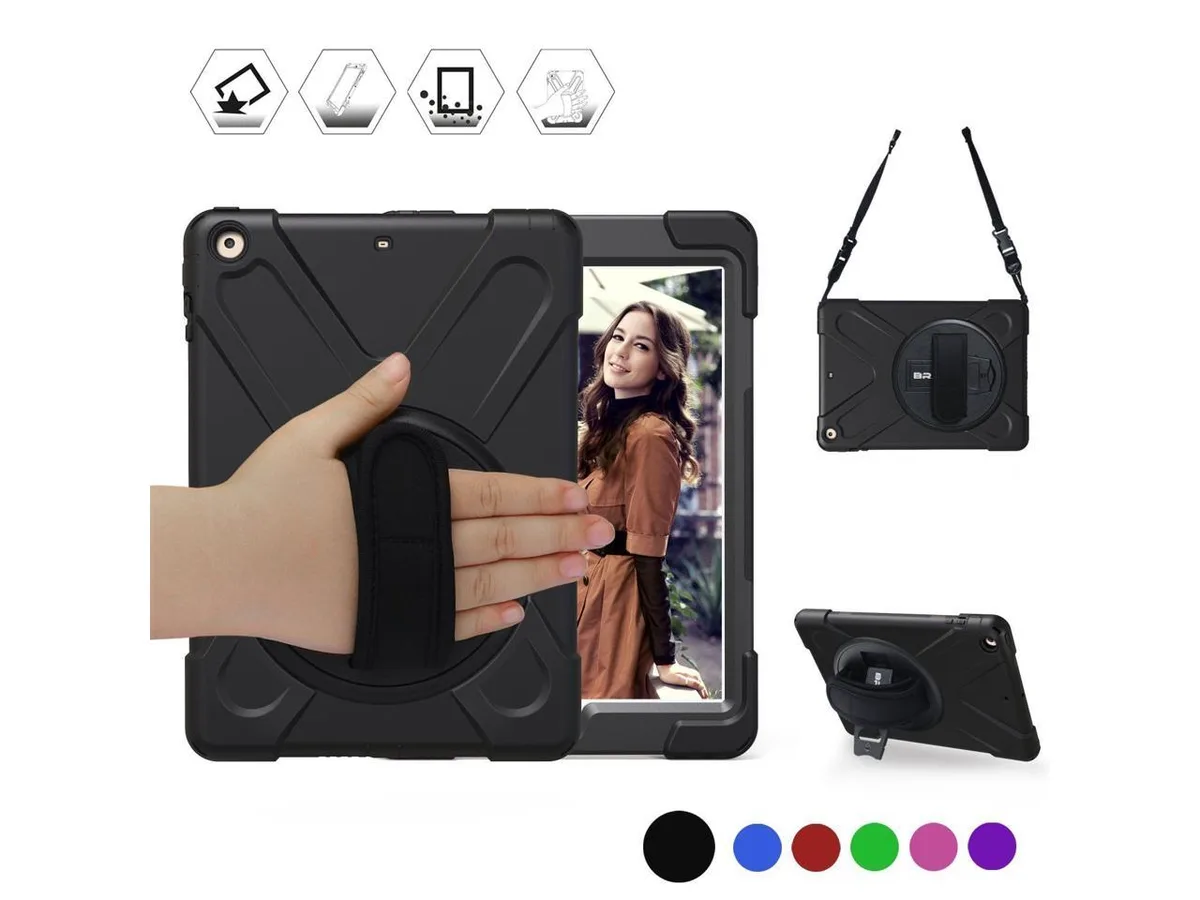 Werleo Werleo iPad Mini 1 2 3 Rugged Case with 360 Kickstand Hand Strap Shoulder Strap Black — product photo