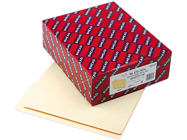 Smead Smead 24127 File Folder, 1/2 Cut Top, Reinforced End Tab, Letter, Manila, 100/Box — product photo