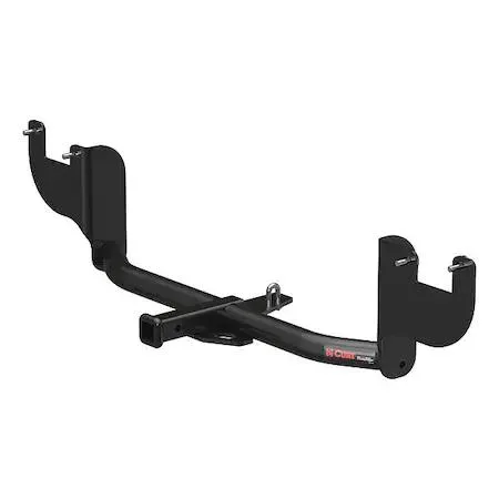 Black steel trailer hitch with 1-1/4 inch receiver opening, class 1 rating, rectangular tube frame, welded brackets
