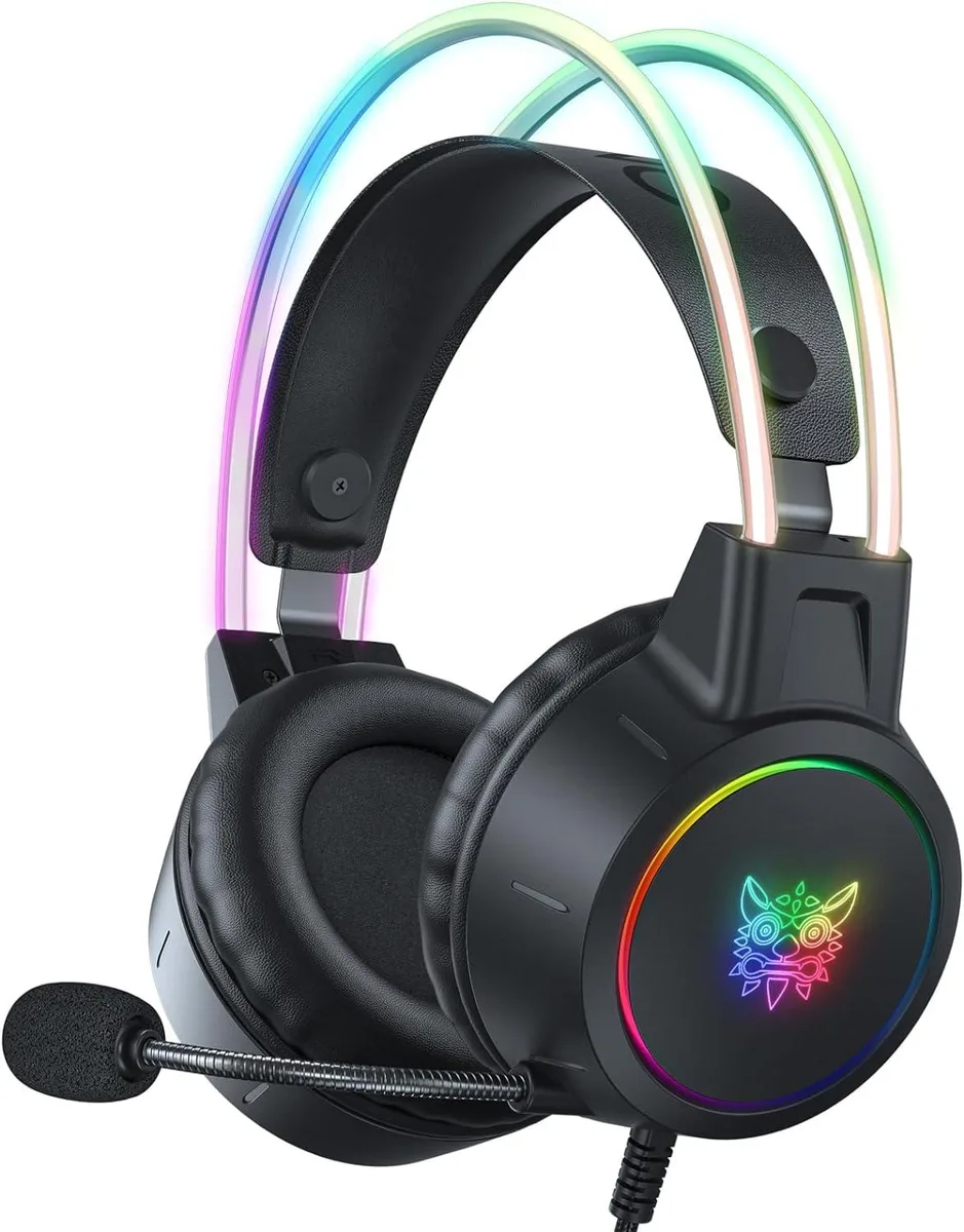 SMA SMA Lightweight Gaming Headset Black Wired 3.5mm 50mm Driver Gradient RGB Noise Cancelling Mic — product photo
