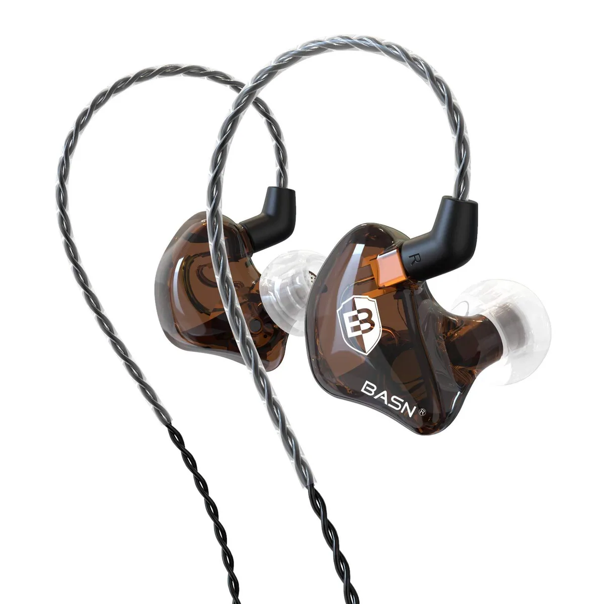  BASN Bsinger BC100 In-Ear Monitor Headphones Dual Drivers Clear Brown — product photo