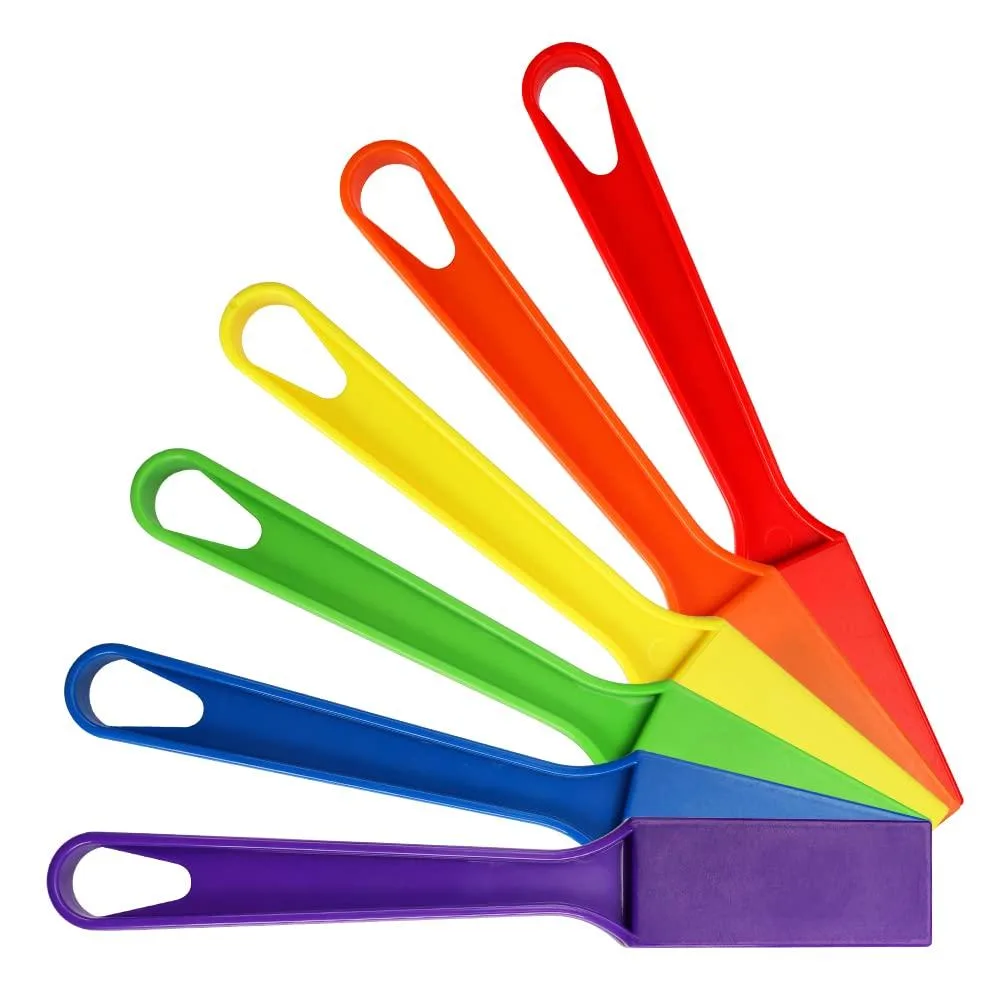 Six wooden magnetic wands in pink purple blue orange green and red