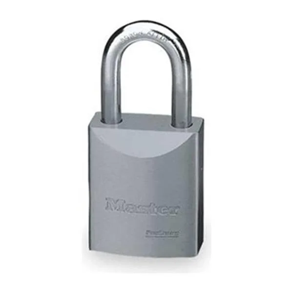 Silver rectangular steel padlock with boron shackle and keyed-alike cylinder