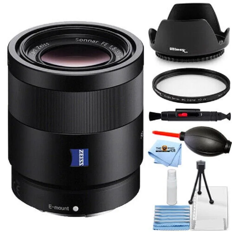 Sony Sony Sonnar T* FE 55mm f/1.8 ZA Lens SEL55F18Z + UV Filter + Hood Bundle — product photo