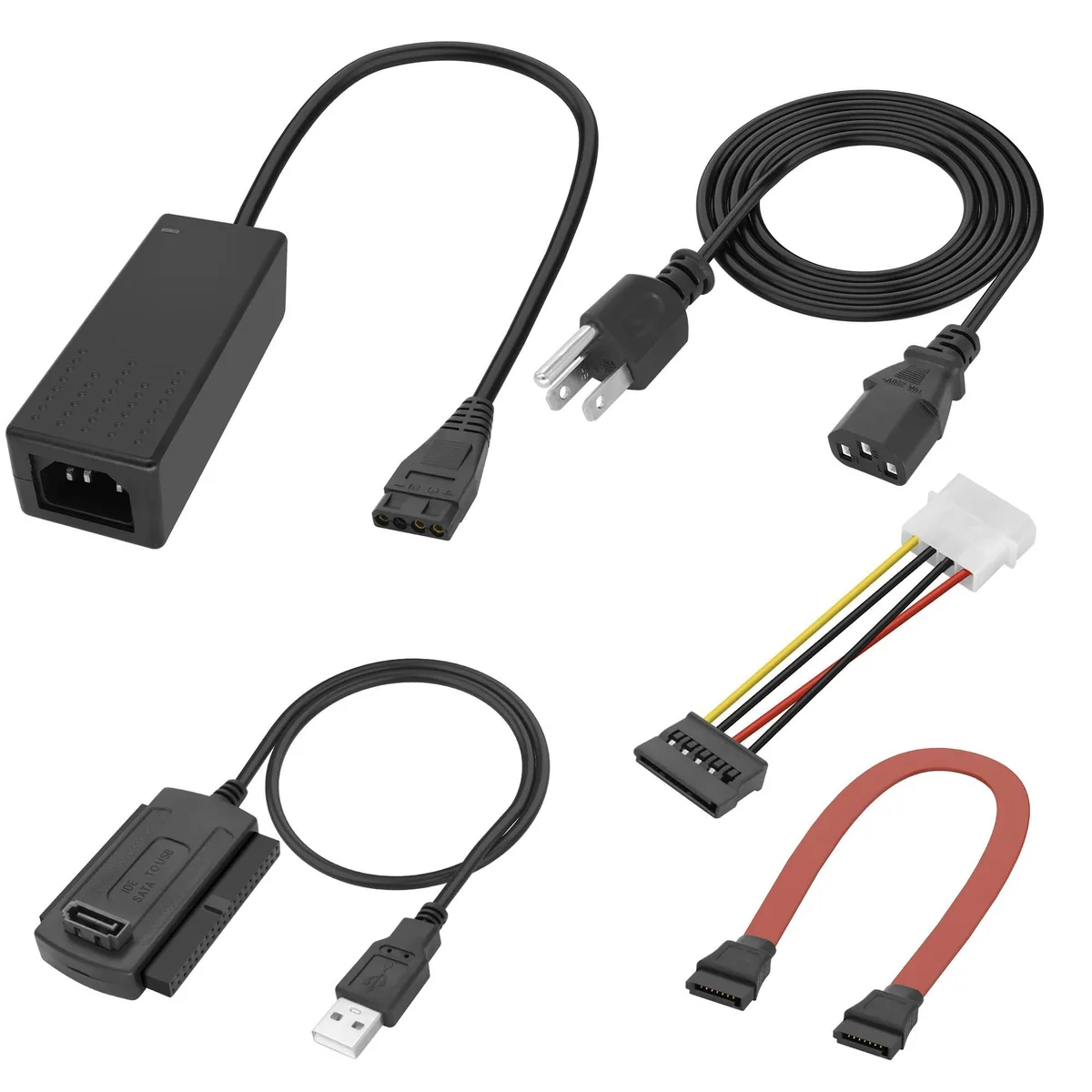 XMSJSIY SATA PATA IDE to USB 2.0 Adapter Converter Cable with AC Power Supply — product photo