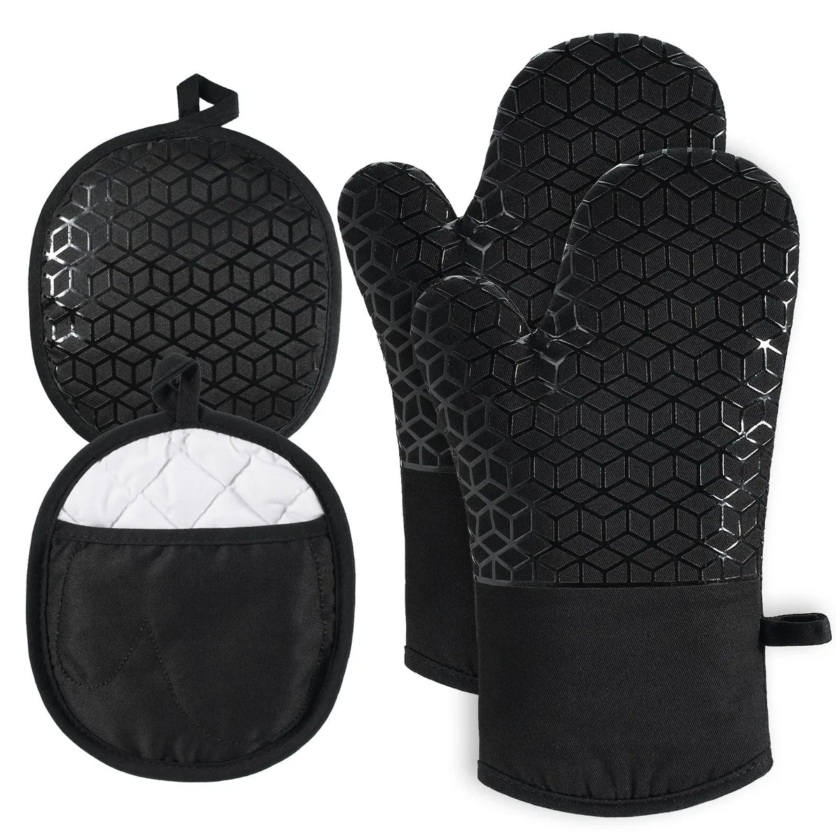  NAVITHOUS Oven Mitts and Pot Holders 500°F Black 11.06x7.48in — product photo
