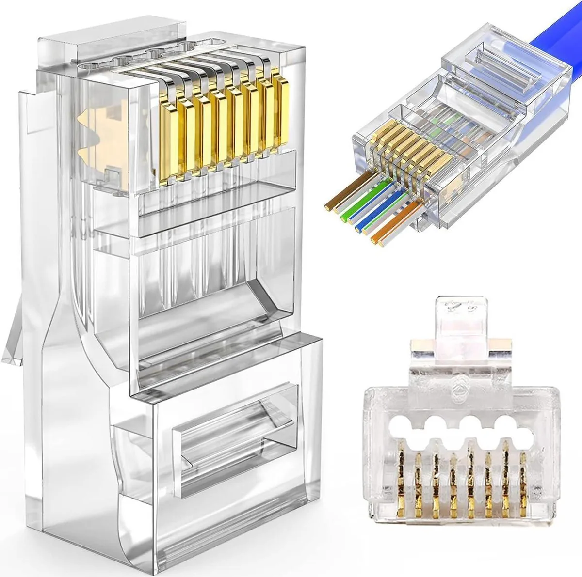 Vszerda Vszerda RJ45 Cat6 Cat6a Pass Through Connector 23AWG 50-Pack — product photo