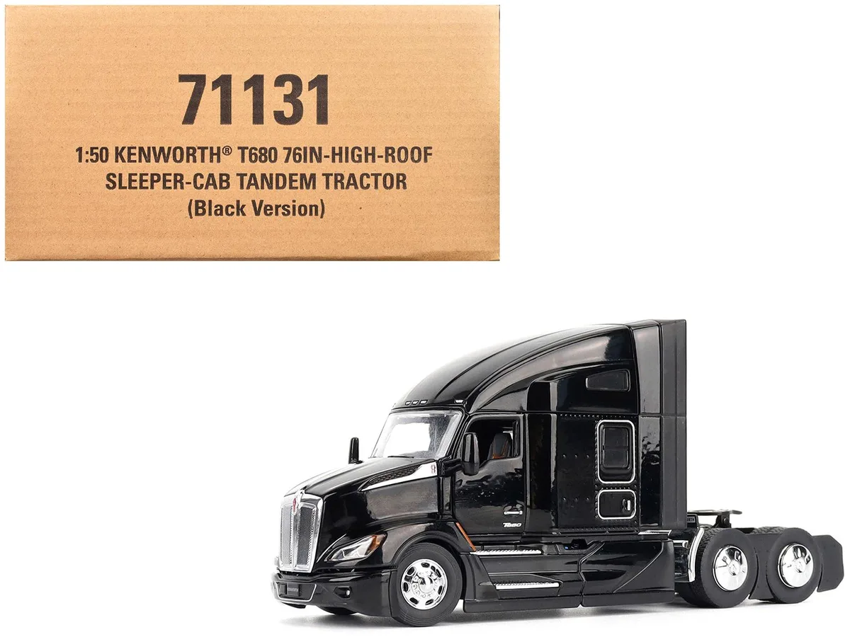 DieCast Masters DieCast Masters Kenworth T680 76" High Roof Sleeper Cab Black Transport Series 1/50 — product photo