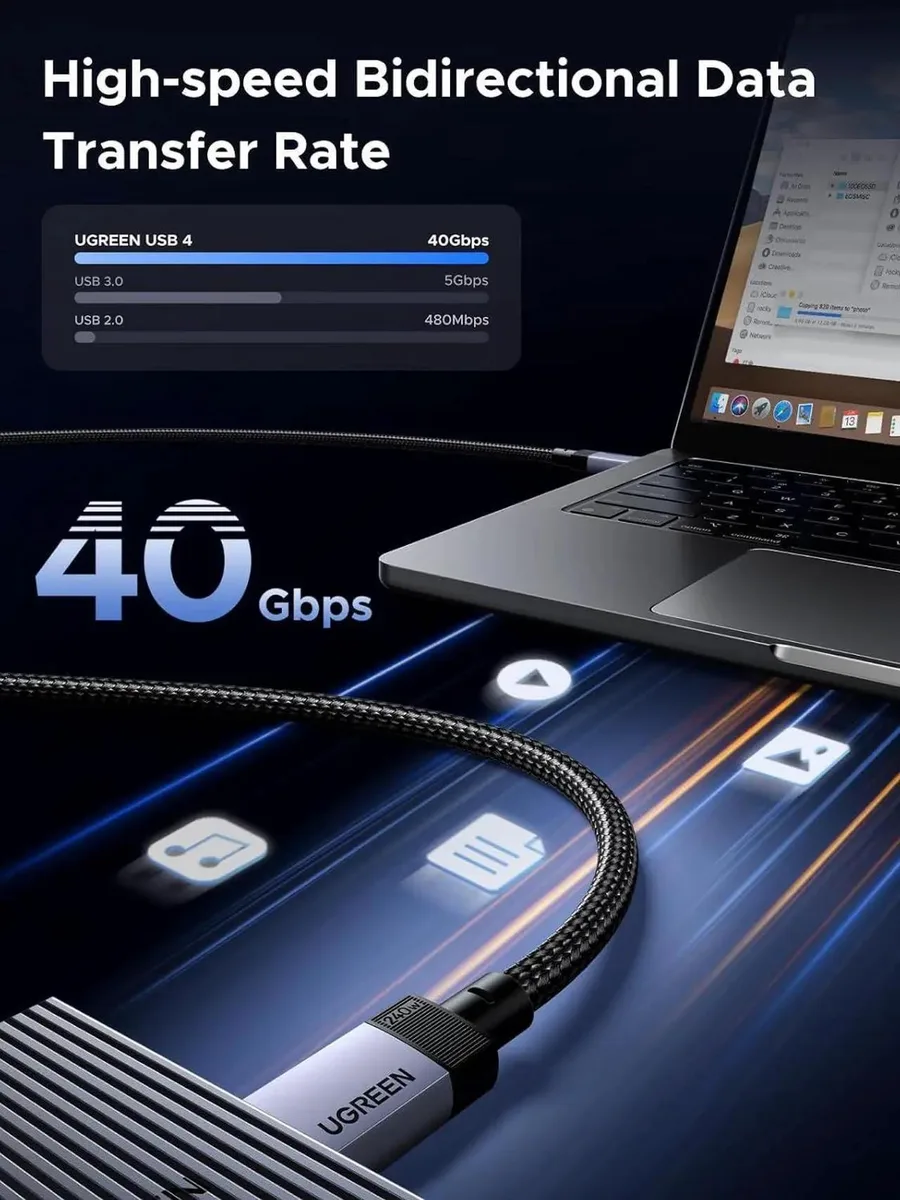 SMUGDESK SMUGDESK USB4 40Gbps 240W USB C Cable 3.3ft UGREEN USBC to USBC 8K 60Hz Video — product photo