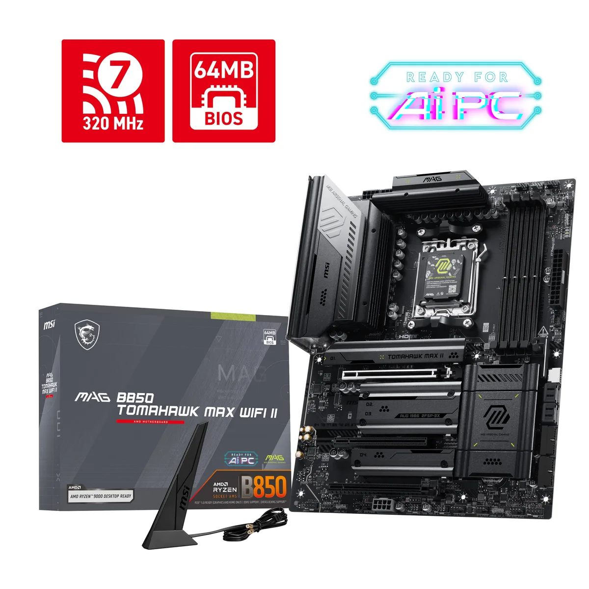 MSI MSI MAG B850 TOMAHAWK MAX WIFI II AMD motherboard — product photo