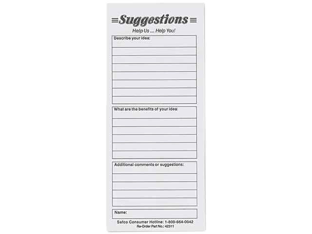Safco Products Safco Products 4231 Suggestion Box Cards, 25 pack, White, office furniture — product photo