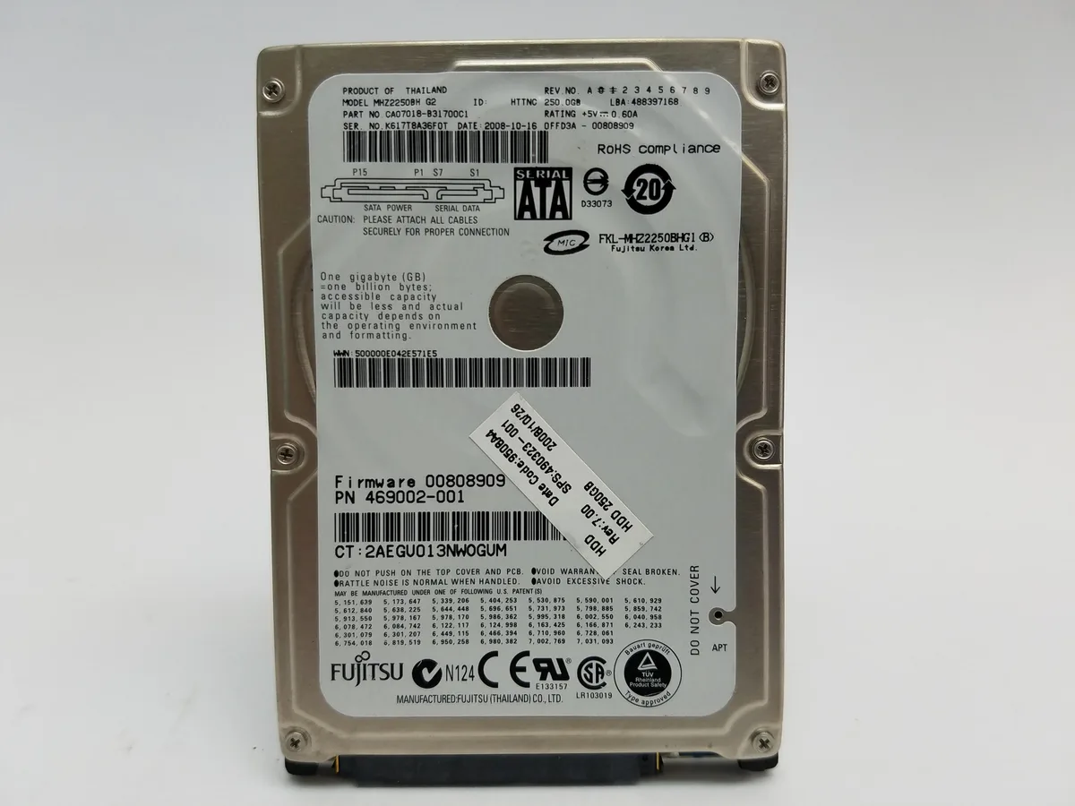 Fujitsu Fujitsu MHZ2250BH G2 250GB 2.5" SATA 5400 RPM 8MB Cache internal hard drive — product photo