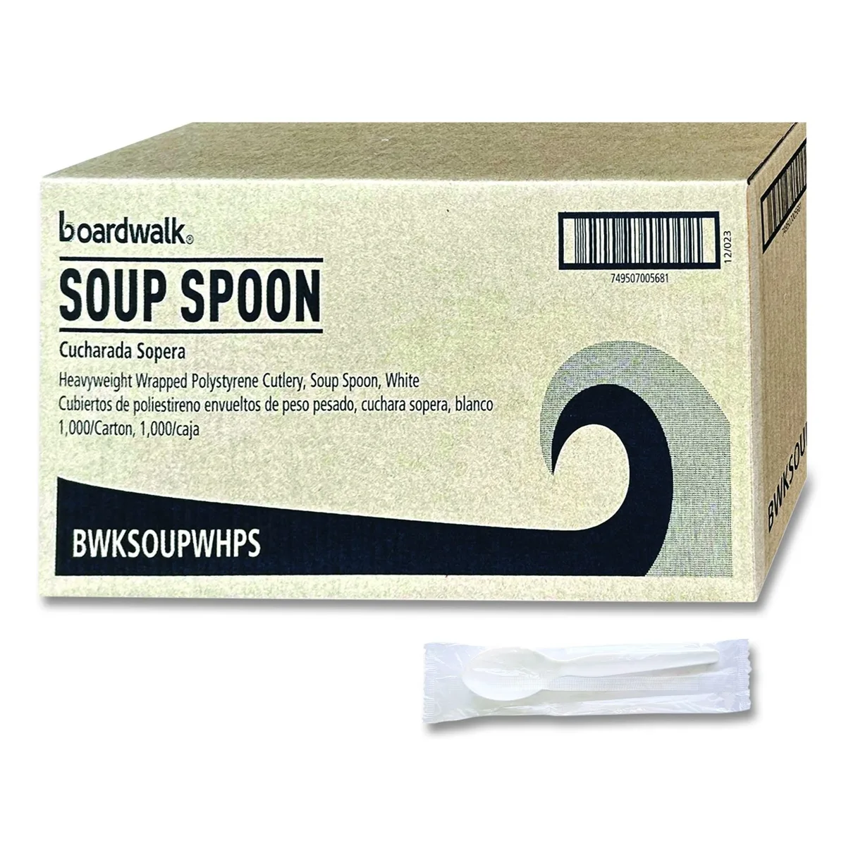 Boardwalk Boardwalk Heavyweight Polystyrene Soup Spoon White 1000/Carton — product photo