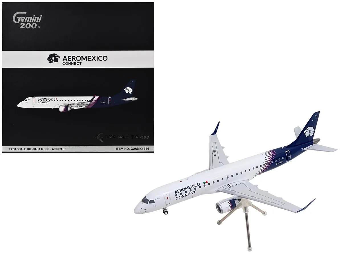 GeminiJets GeminiJets Embraer ERJ-190 Aeromexico Connect XA-IAC White Blue Tail 1/200 Diecast Hobby Collectible — product photo