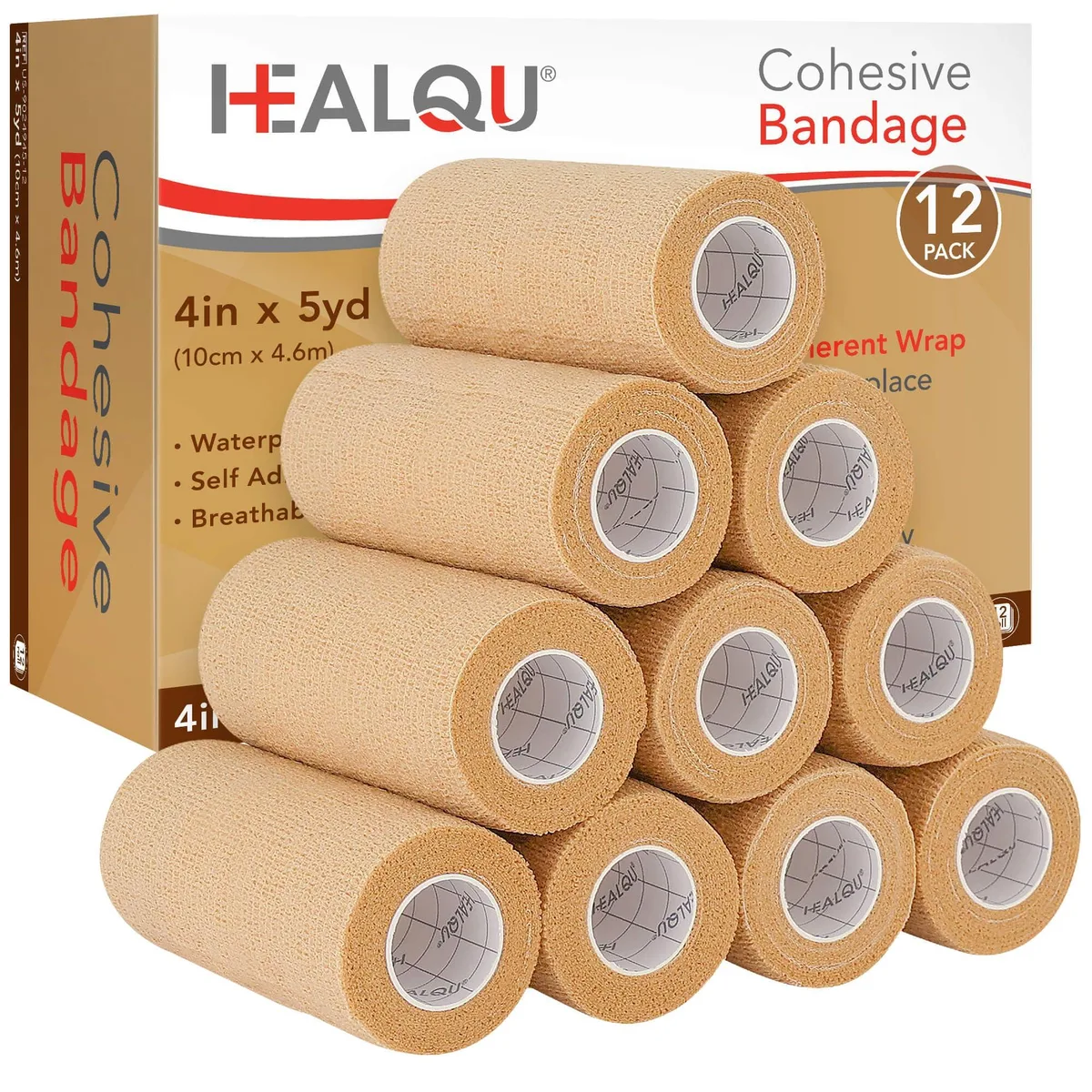  Healqu Self Adhesive Bandage Wrap 12 Rolls — product photo