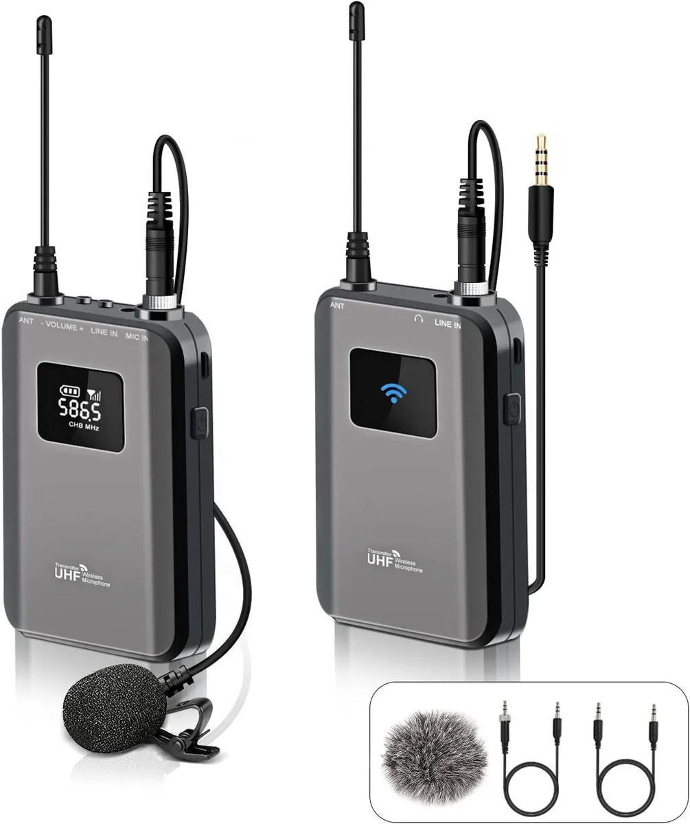 BONAEVER BONAEVER Wireless Lavalier Microphone UHF 328ft 11 volume levels — product photo