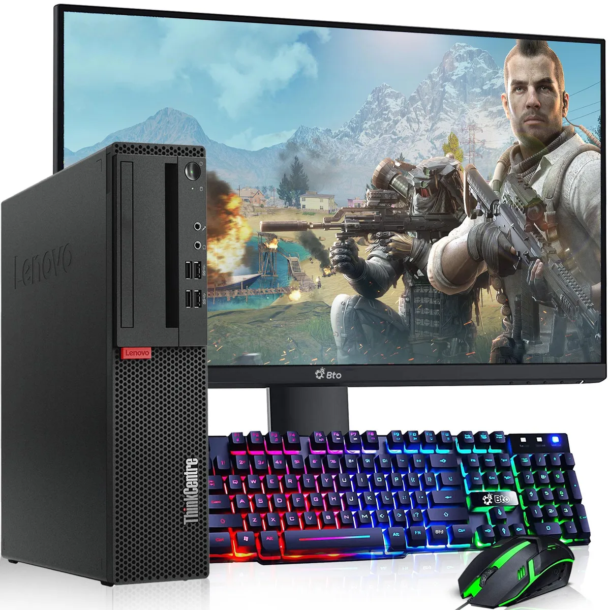 Lenovo Lenovo ThinkCentre M920 desktop PC i5-8500 32GB 1TB GTX 1050 Ti 24" monitor Win 11 Pro — product photo