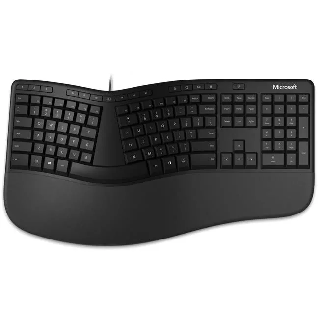 Microsoft Microsoft LXM-00001 Ergonomic Keyboard Black USB Wired Split Palm Rest Windows 10 11 — product photo