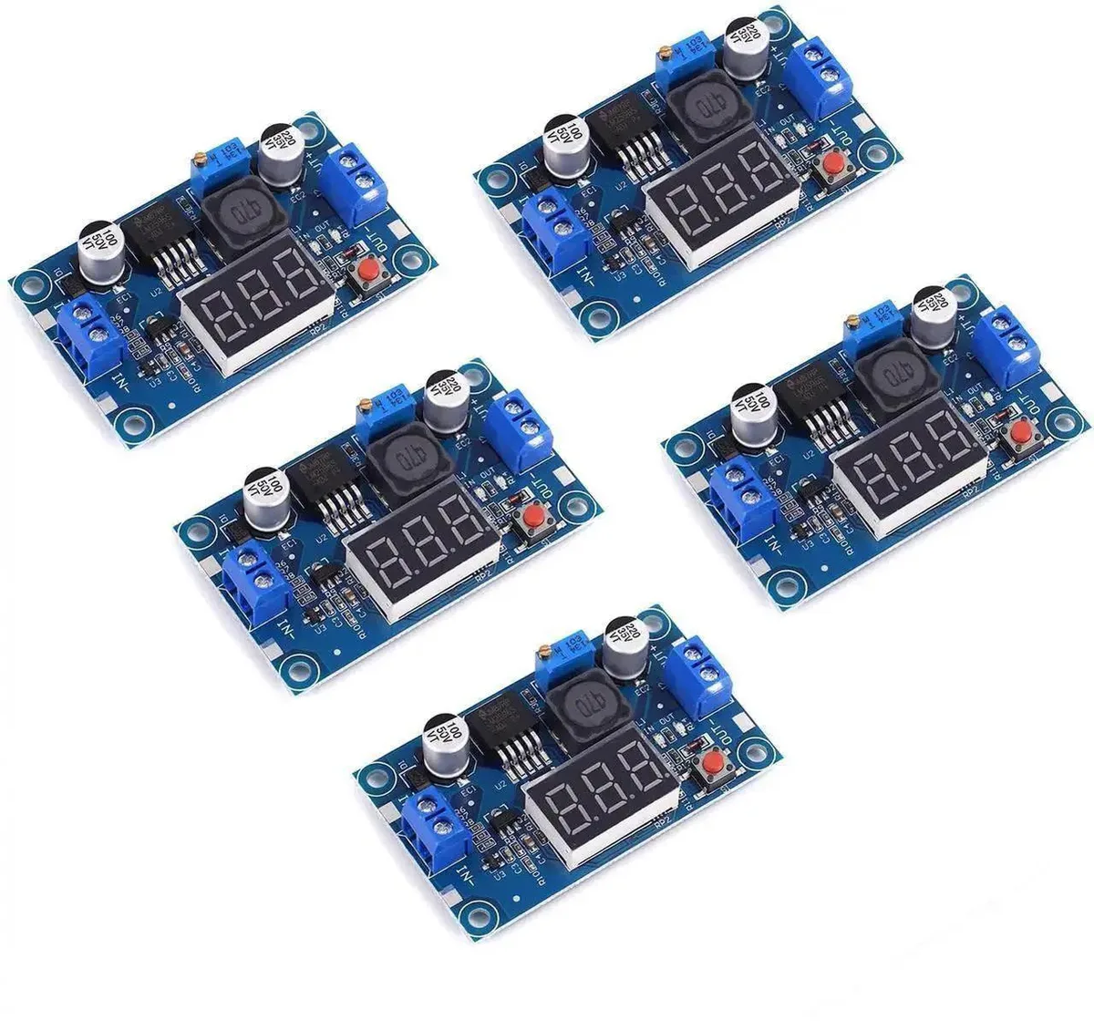 SMUGDESK SMUGDESK LM2596S Step-Down Buck Converter 5-Pack with LED Voltmeter — product photo