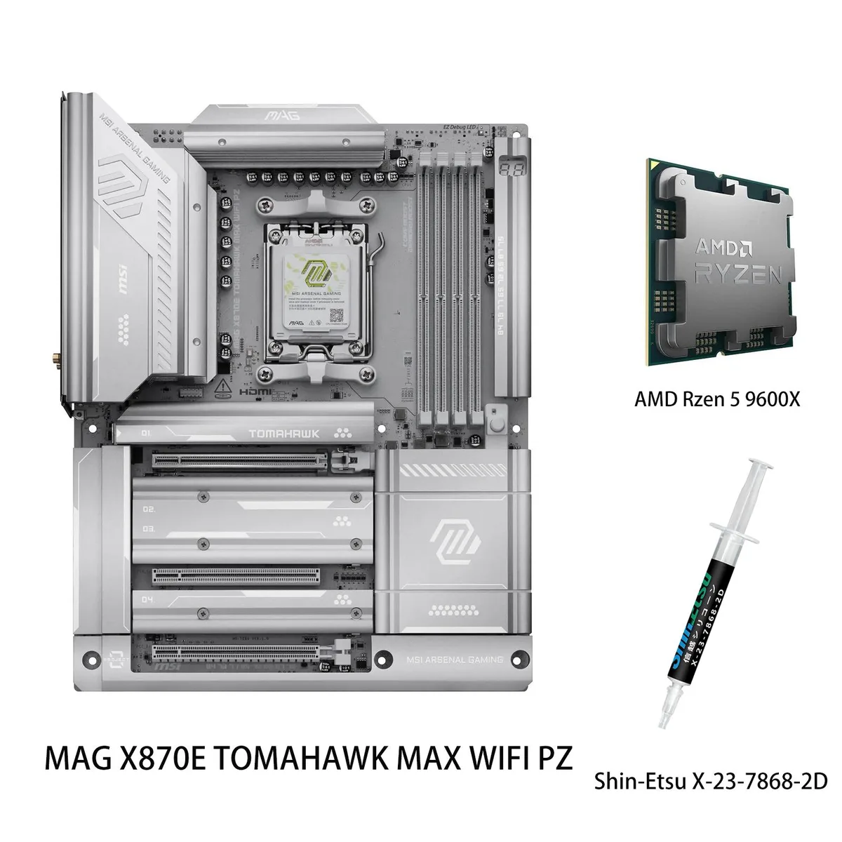 MSI MSI MAG X870E TOMAHAWK MAX WIFI PZ AMD motherboard &amp; Ryzen 5 9600X combo — product photo